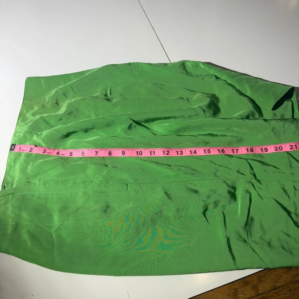 August Silk Vintage 100% Silk Pencil Skirt Green Size 10 Straight Mini Skirt